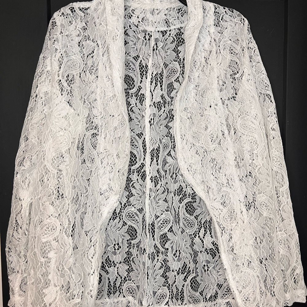 SHEIN Elegant White Lace Cardigan